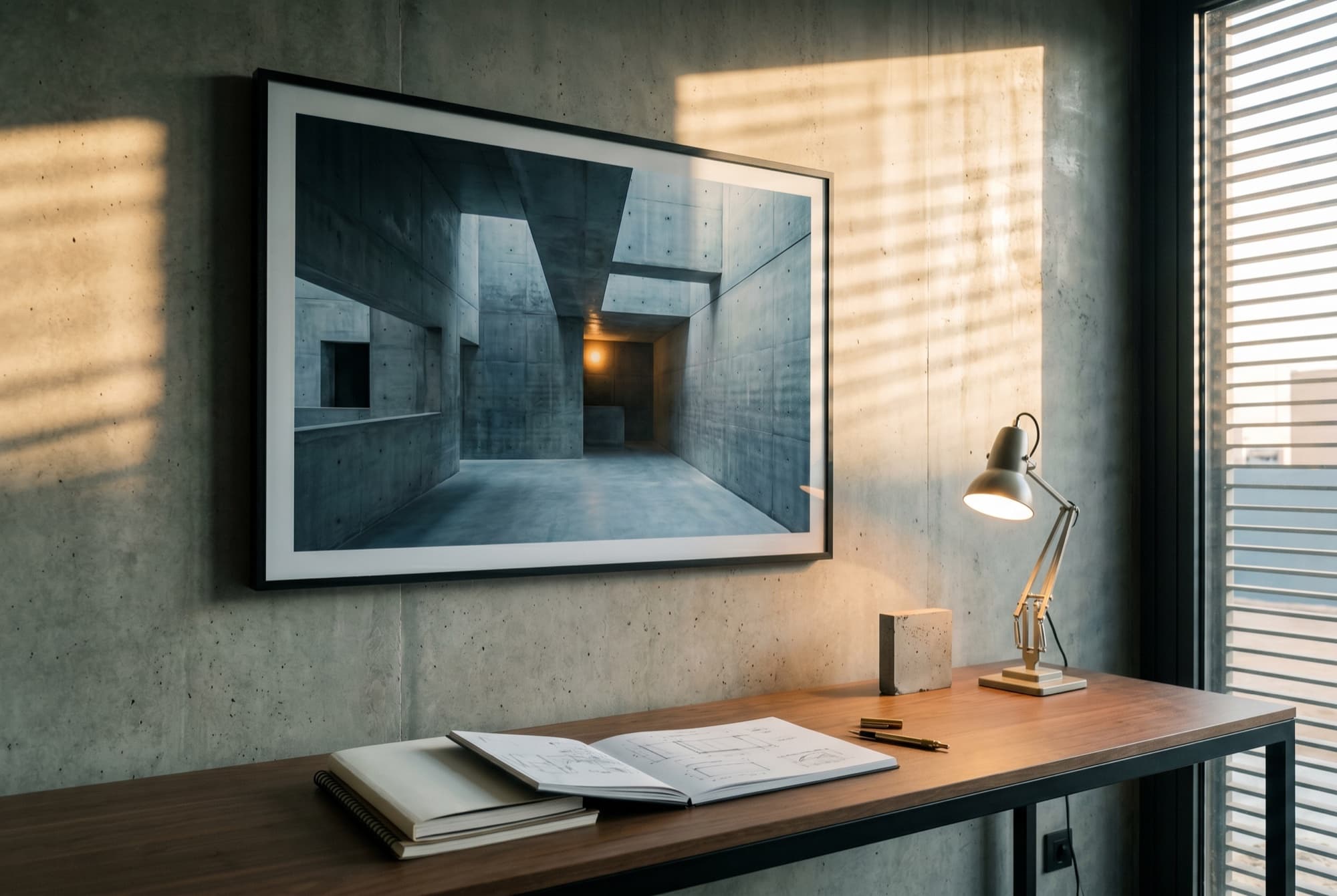 Framed print in creative studio