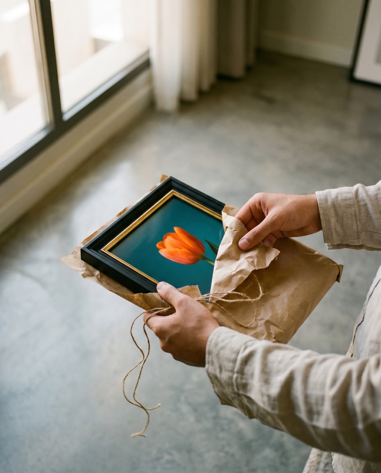 Framed print unboxing gift